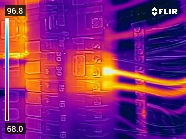 Thermal image of 3 phase elctrical panel